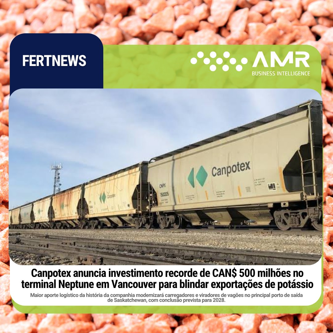 Capa da postagem Canpotex anuncia investimento recorde de CAN$ 500 milhões no terminal Neptune em Vancouver para blindar exportações de potássio
