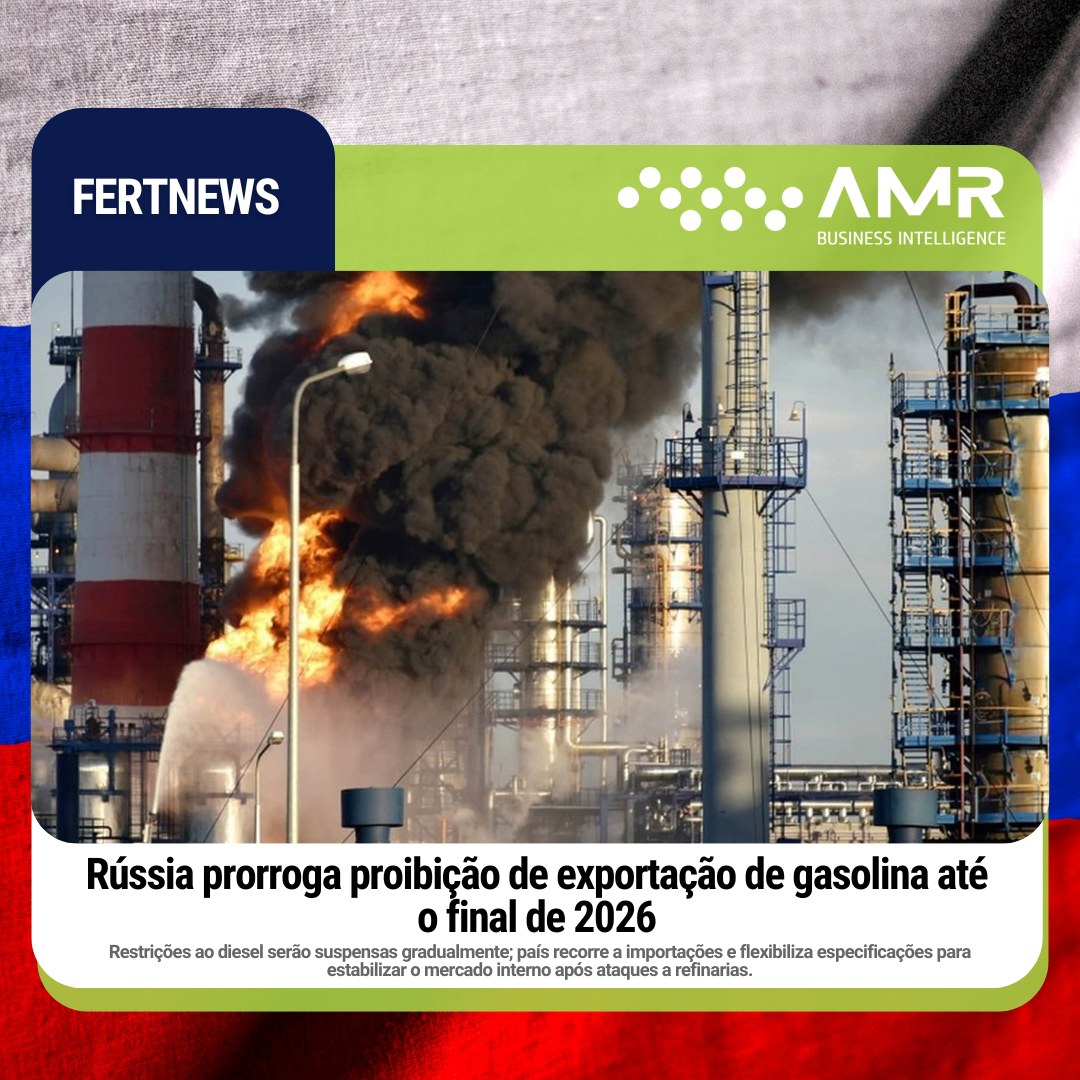 Capa da postagem Rússia prorroga proibição de exportação de gasolina até o final de 2026