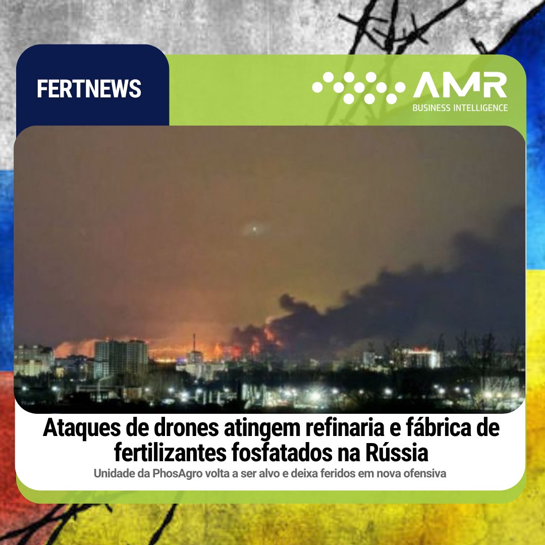 Capa da postagem Ataques de drones atingem refinaria e fábrica de fertilizantes fosfatados na Rússia