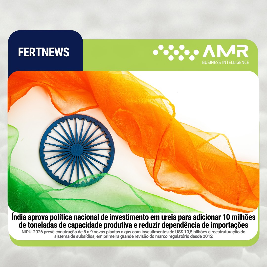 Capa da postagem Índia aprova política nacional de investimento em ureia para adicionar 10 milhões de toneladas de capacidade produtiva e reduzir dependência de importações