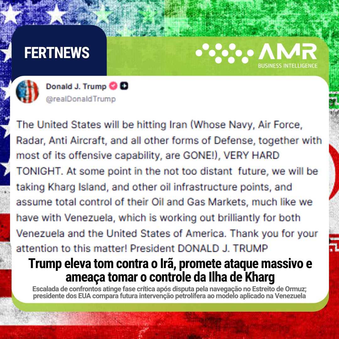 Capa da postagem Trump eleva tom contra o Irã, promete ataque massivo e ameaça tomar o controle da Ilha de Kharg