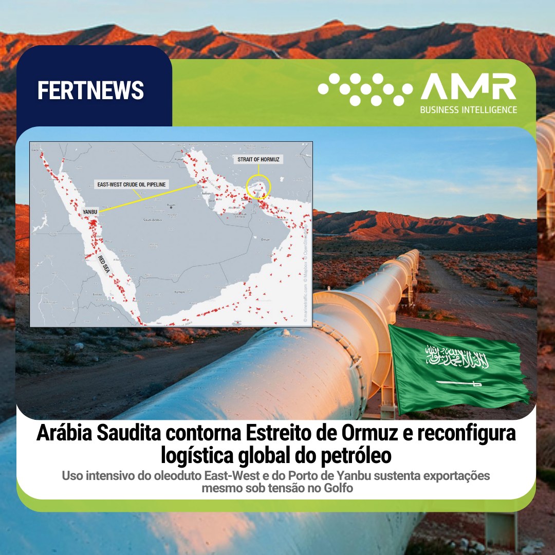 Capa da postagem Arábia Saudita contorna Estreito de Ormuz e reconfigura logística global do petróleo