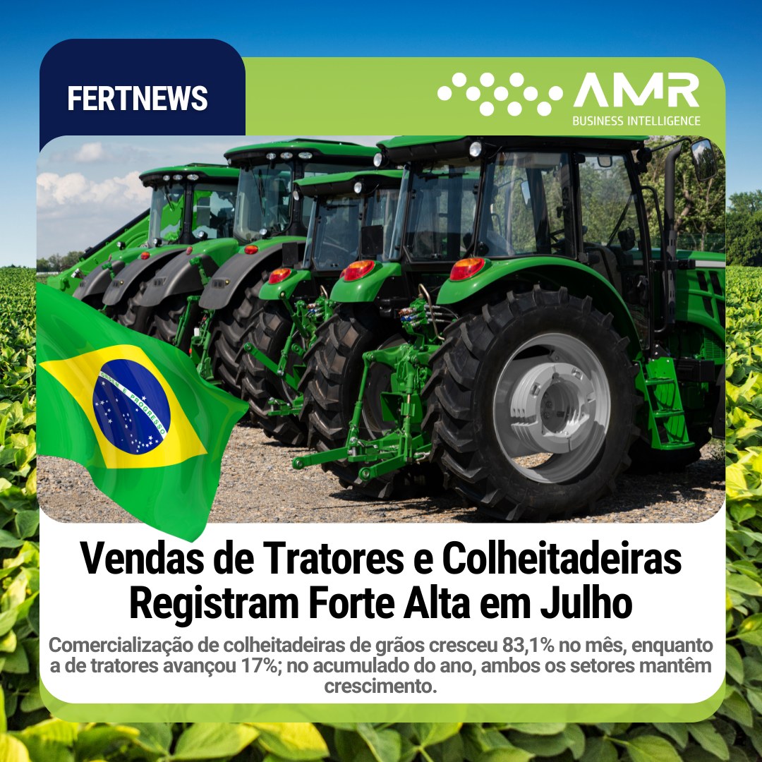 Capa da postagem Vendas de Tratores e Colheitadeiras Registram Forte Alta em Julho