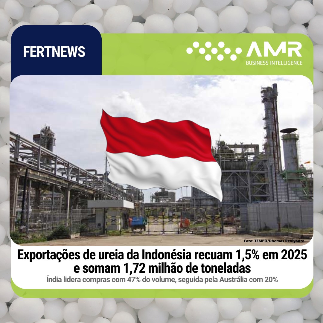 Capa da postagem Exportações de ureia da Indonésia recuam 1,5% em 2025 e somam 1,72 milhão de toneladas