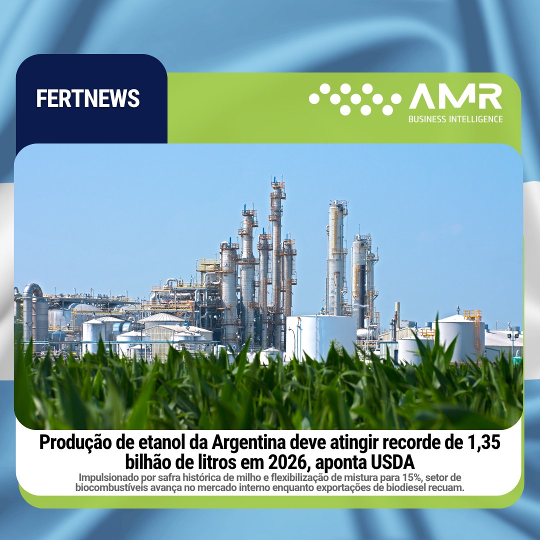 Capa da postagem Produção de etanol da Argentina deve atingir recorde de 1,35 bilhão de litros em 2026, aponta USDA
