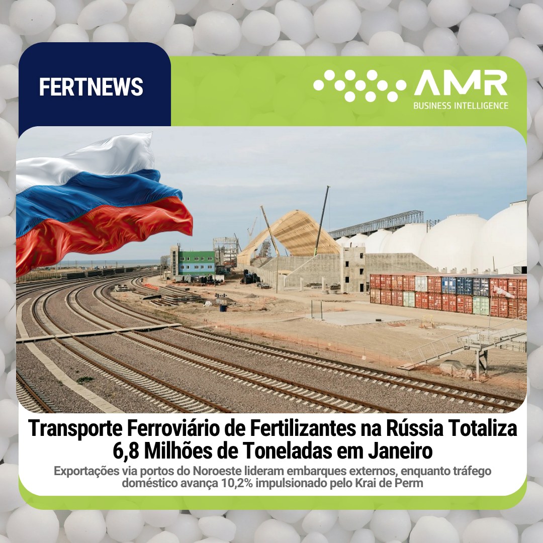 Capa da postagem Transporte Ferroviário de Fertilizantes na Rússia Totaliza 6,8 Milhões de Toneladas em Janeiro