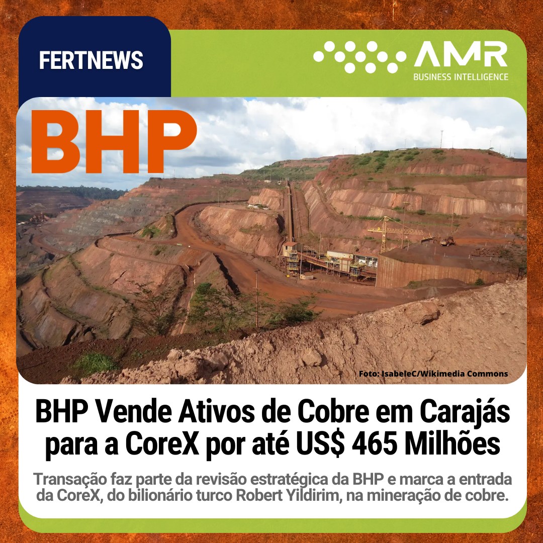 Capa da postagem BHP Vende Ativos de Cobre em Carajás para a CoreX por até US$ 465 Milhões
