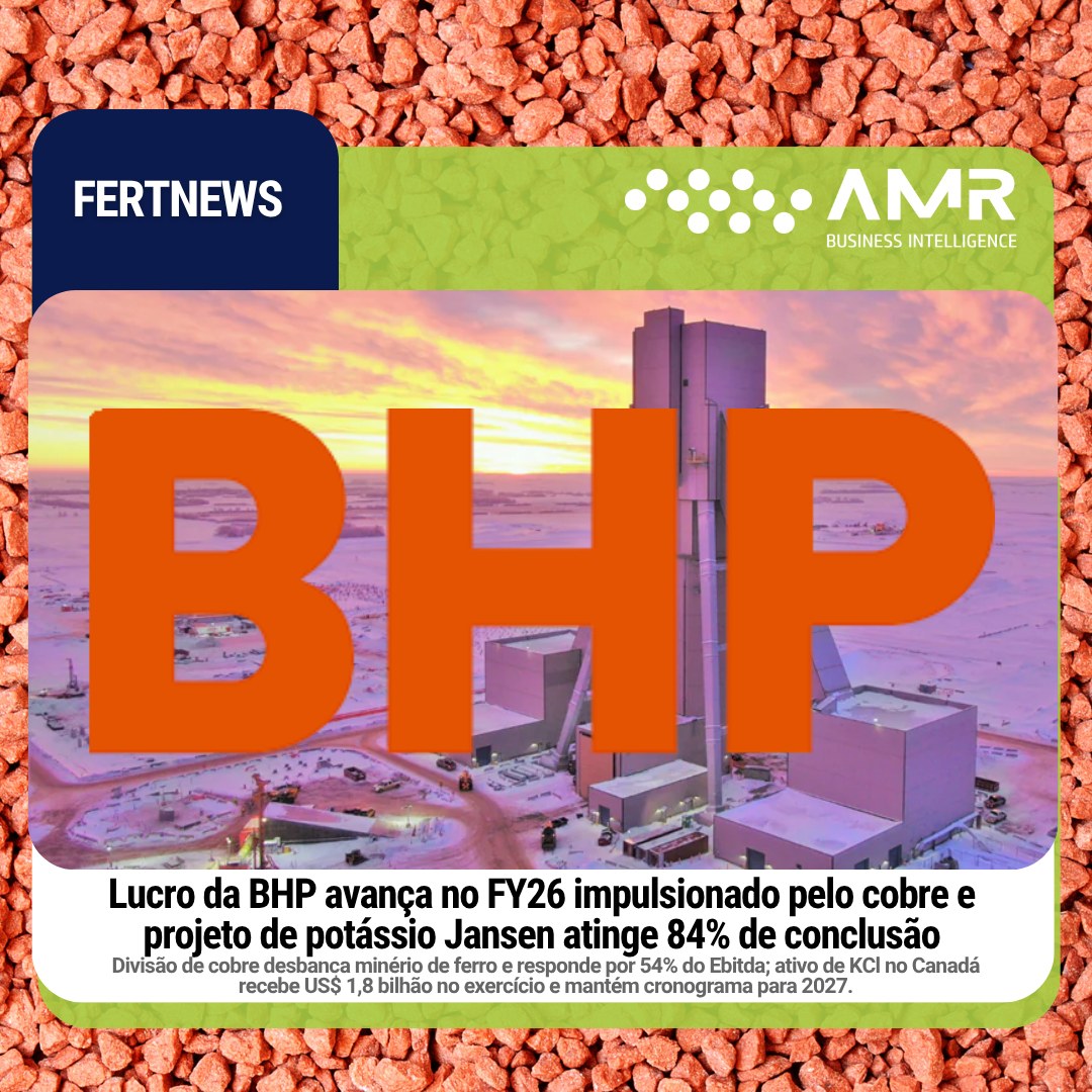 Capa da postagem Lucro da BHP avança no FY26 impulsionado pelo cobre e projeto de potássio Jansen atinge 84% de conclusão