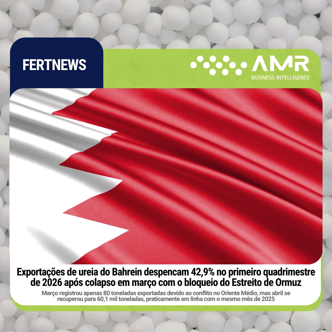 Capa da postagem Exportações de ureia do Bahrein despencam 42,9% no primeiro quadrimestre de 2026 após colapso em março com o bloqueio do Estreito de Ormuz
