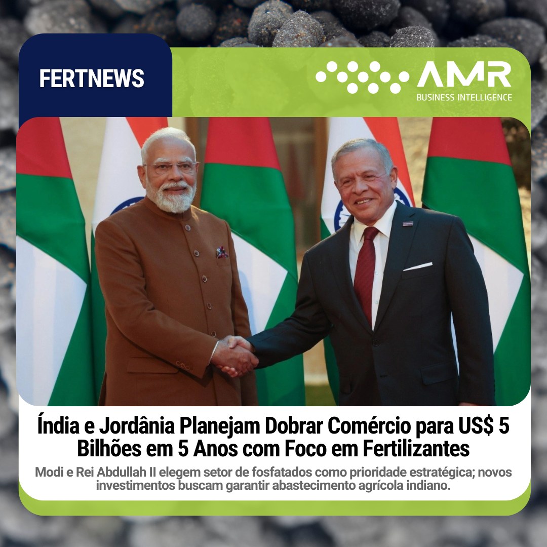 Capa da postagem Índia e Jordânia Planejam Dobrar Comércio para US$ 5 Bilhões em 5 Anos com Foco em Fertilizantes