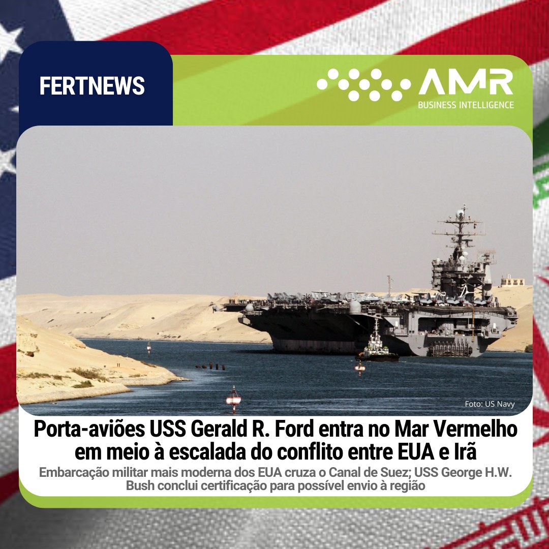 Capa da postagem Porta-aviões USS Gerald R. Ford entra no Mar Vermelho em meio à escalada do conflito entre EUA e Irã