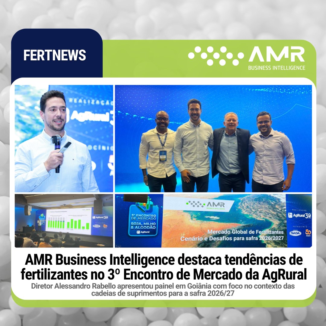 Capa da postagem AMR Business Intelligence destaca tendências de fertilizantes no 3º Encontro de Mercado da AgRural