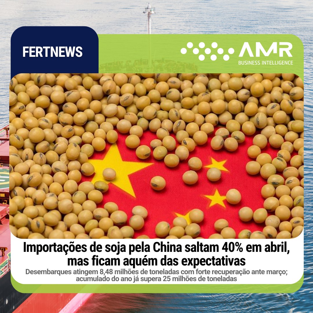 Capa da postagem Importações de soja pela China saltam 40% em abril, mas ficam aquém das expectativas