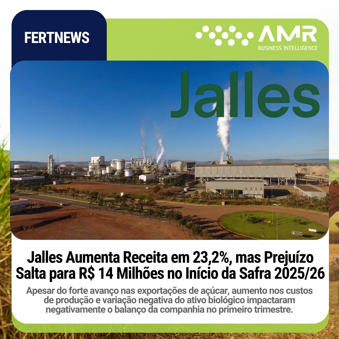 Capa da postagem Jalles Aumenta Receita em 23,2%, mas Prejuízo Salta para R$ 14 Milhões no Início da Safra 2025/26