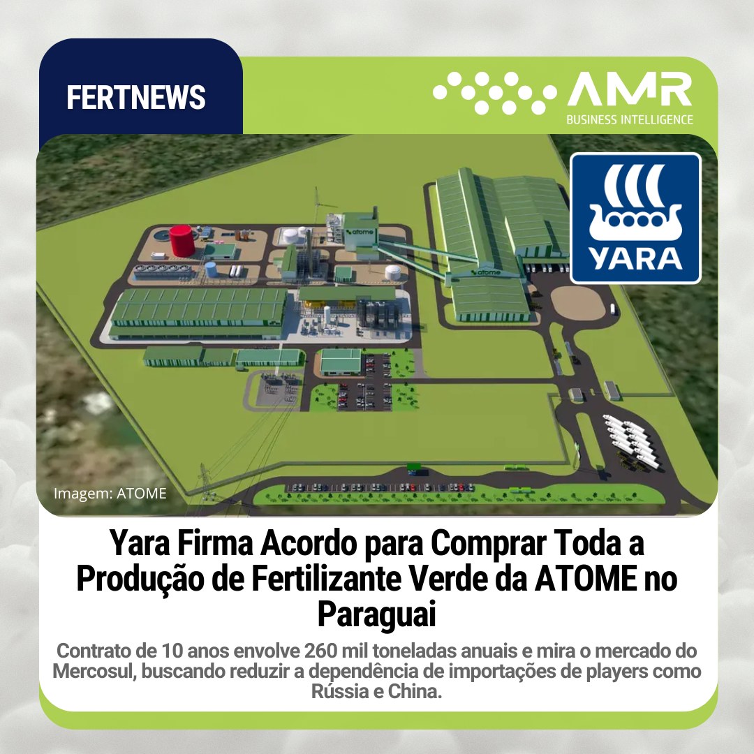 Capa da postagem Yara Firma Acordo para Comprar Toda a Produção de Fertilizante Verde da ATOME no Paraguai
