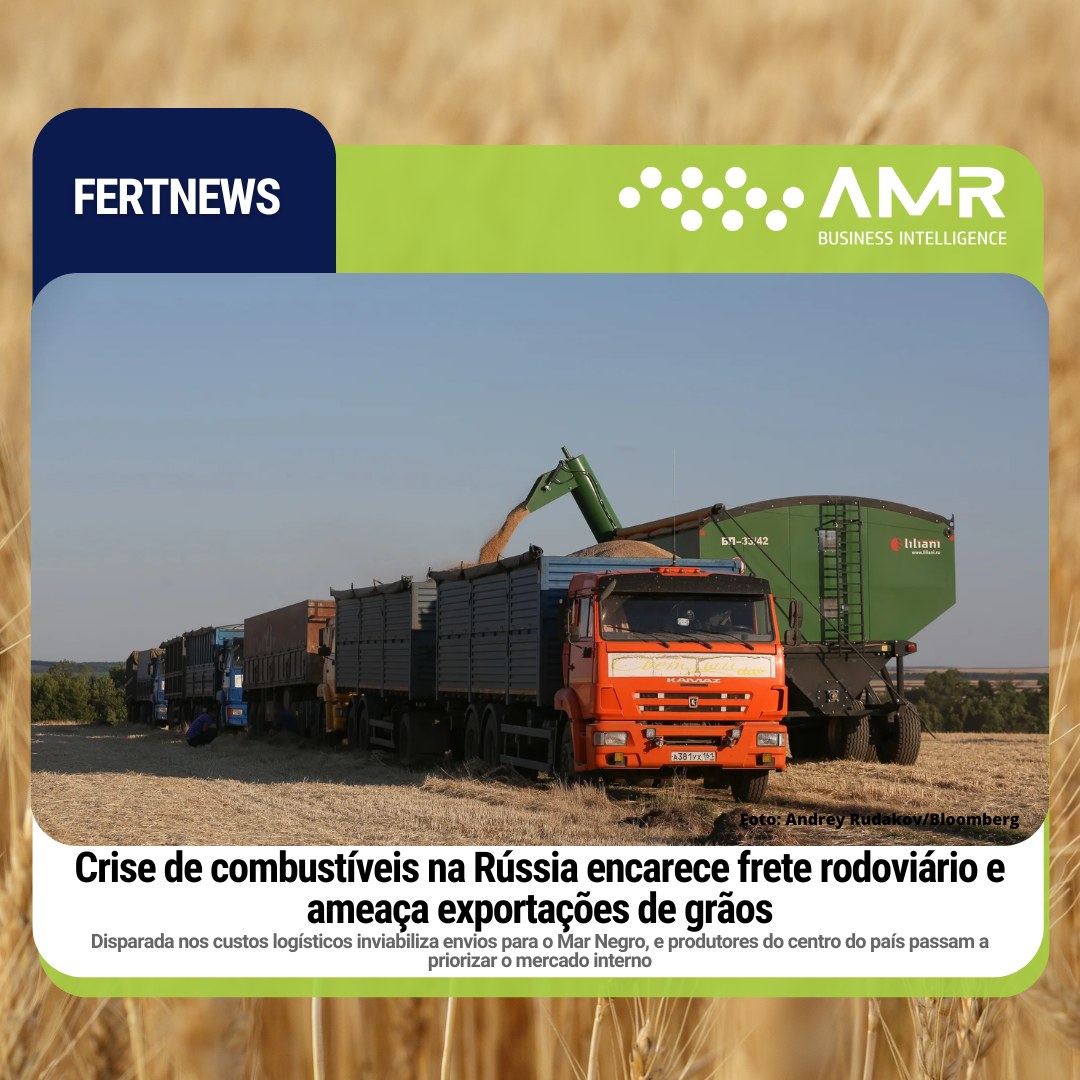 Capa da postagem Crise de combustíveis na Rússia encarece frete rodoviário e ameaça exportações de grãos