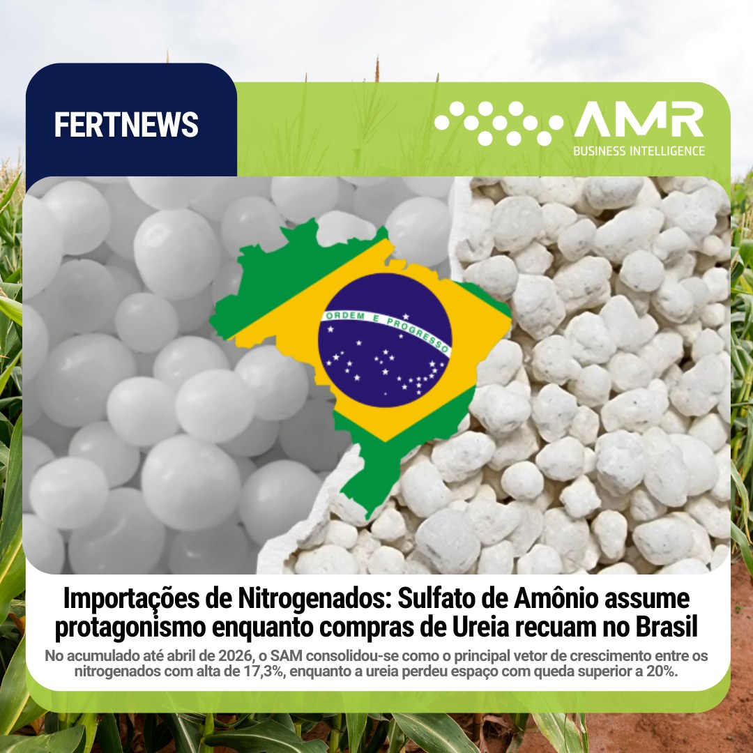 Capa da postagem Importações de Nitrogenados: Sulfato de Amônio assume protagonismo enquanto compras de Ureia recuam no Brasil