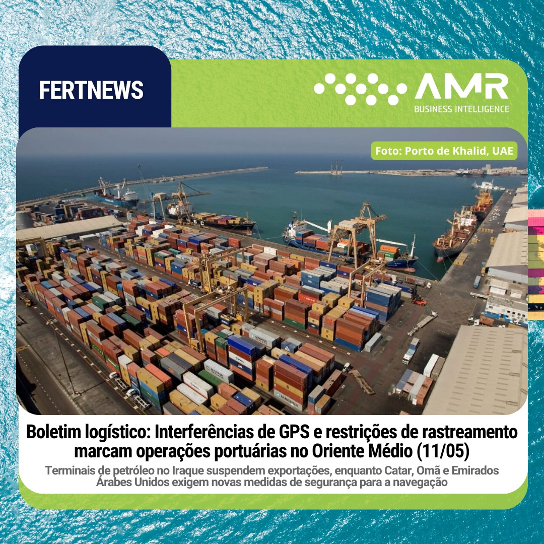 Capa da postagem Boletim logístico: Interferências de GPS e restrições de rastreamento marcam operações portuárias no Oriente Médio (11/05)