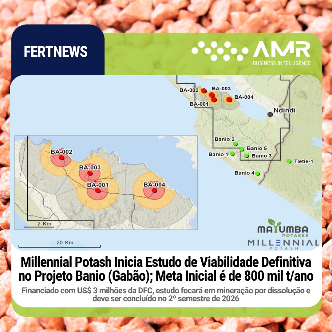 Capa da postagem Millennial Potash Inicia Estudo de Viabilidade Definitiva no Projeto Banio (Gabão); Meta Inicial é de 800 mil t/ano