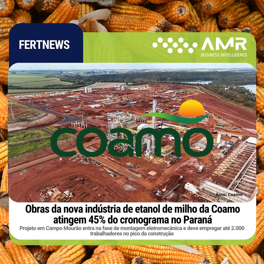 Capa da postagem Obras da nova indústria de etanol de milho da Coamo atingem 45% do cronograma no Paraná