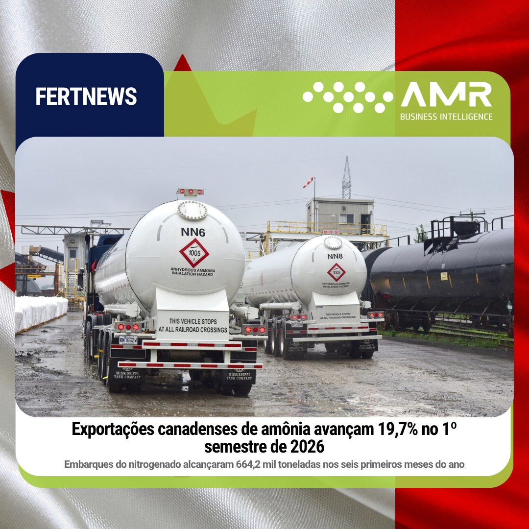 Capa da postagem Exportações canadenses de amônia avançam 19,7% no 1º semestre de 2026