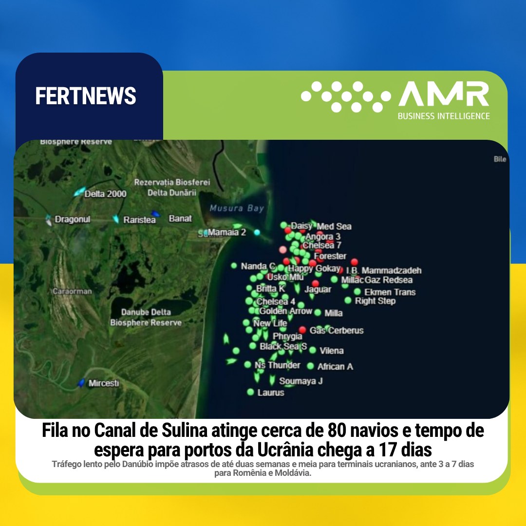 Capa da postagem Fila no Canal de Sulina atinge cerca de 80 navios e tempo de espera para portos da Ucrânia chega a 17 dias