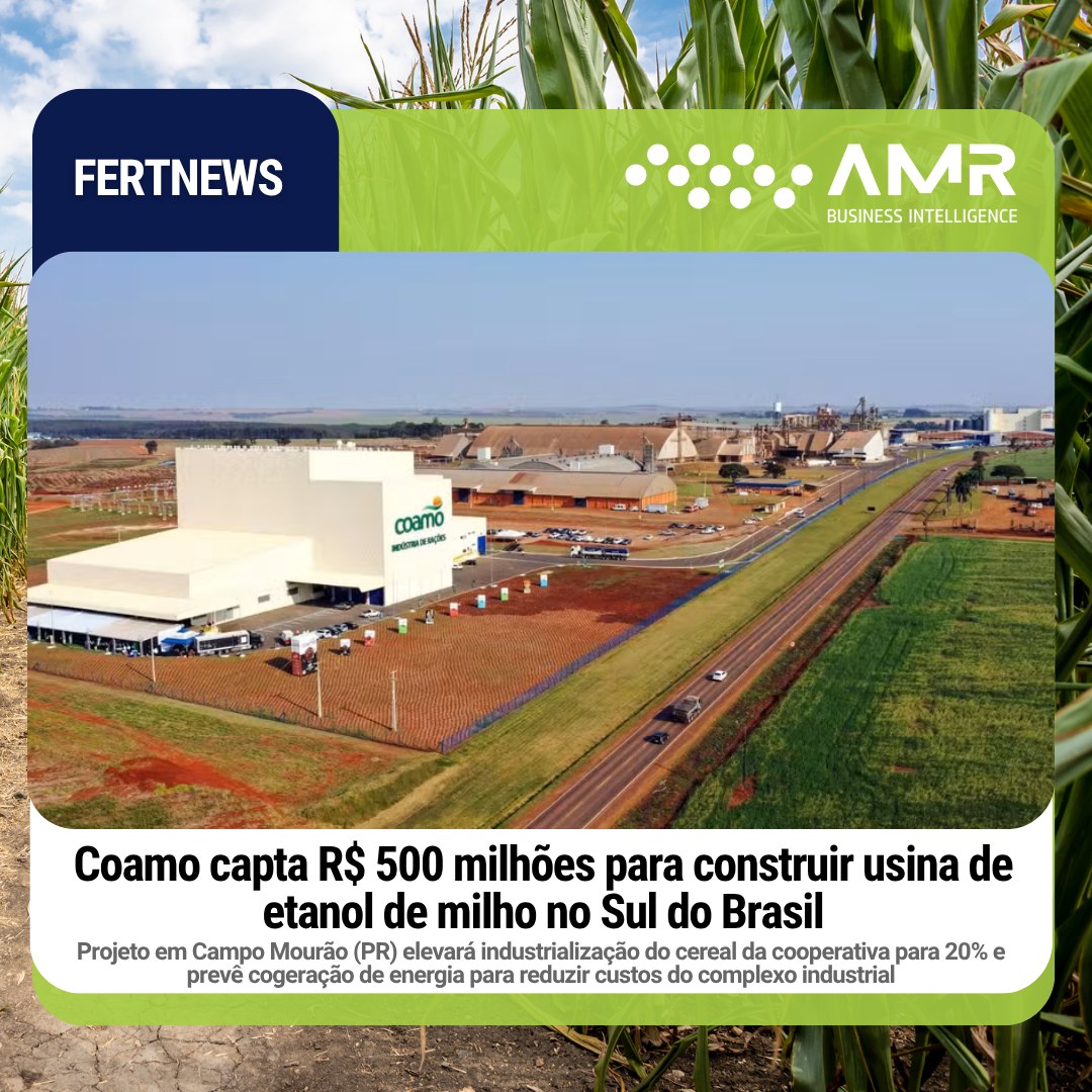 Capa da postagem Coamo capta R$ 500 milhões para construir usina de etanol de milho no Sul do Brasil