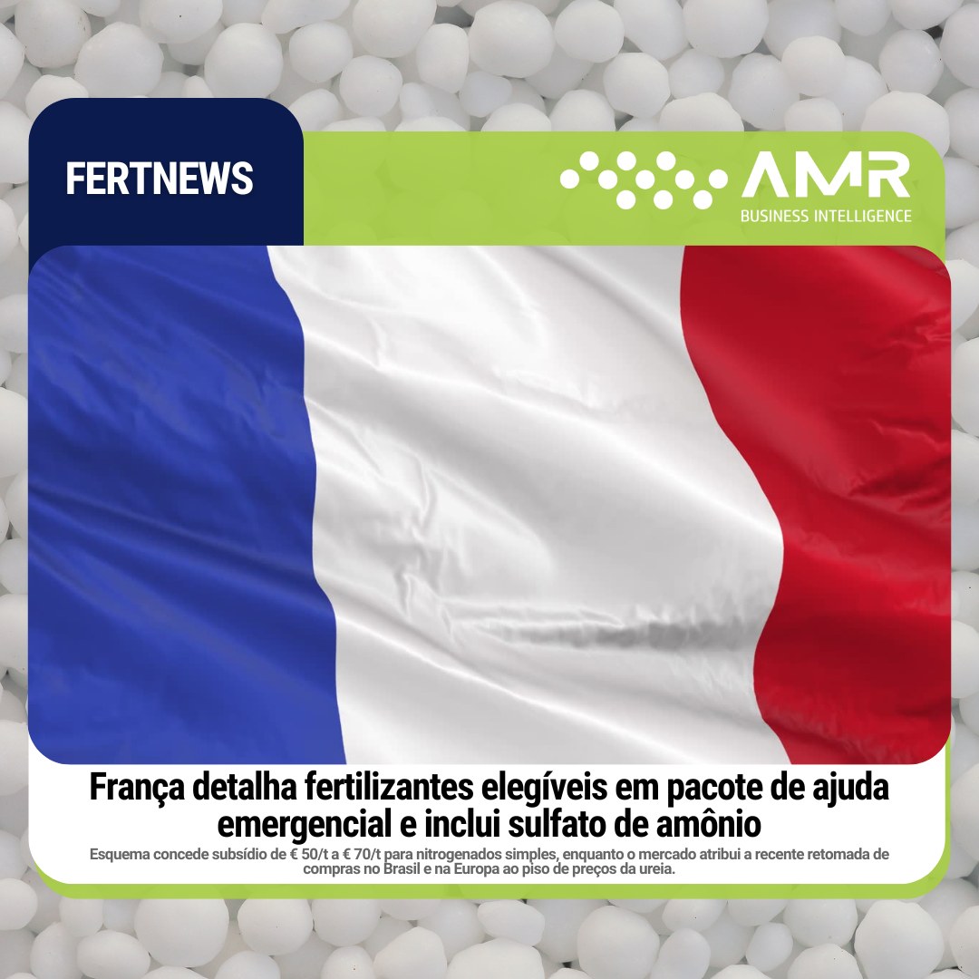 Capa da postagem França detalha fertilizantes elegíveis em pacote de ajuda emergencial e inclui sulfato de amônio
