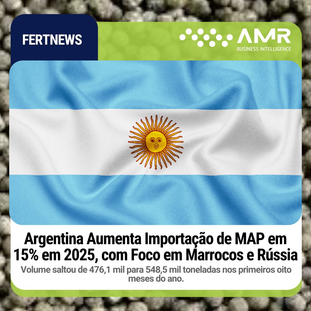 Capa da postagem Argentina Aumenta Importação de MAP em 15% em 2025, com Foco em Marrocos e Rússia