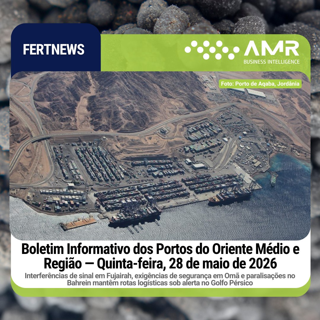 Capa da postagem Boletim Informativo dos Portos do Oriente Médio e Região — Quinta-feira, 28 de maio de 2026