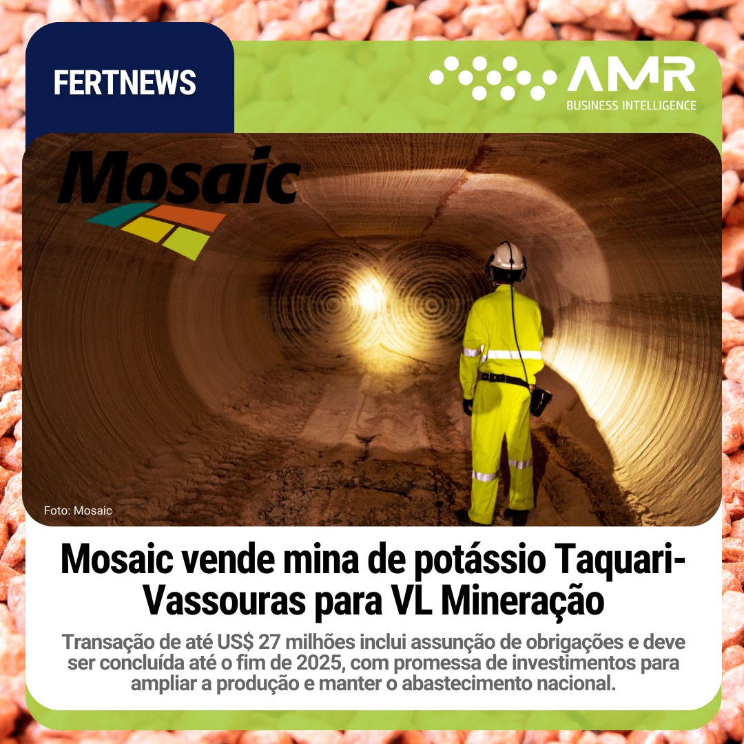Capa da postagem Mosaic Vende Mina de Potássio Taquari-Vassouras para VL Mineração