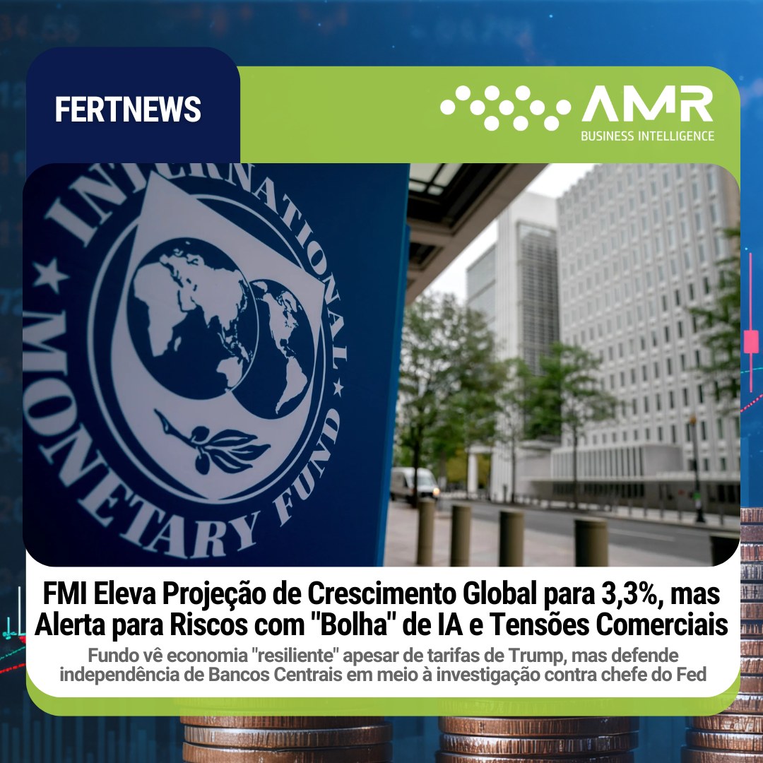 Capa da postagem FMI Eleva Projeção de Crescimento Global para 3,3%, mas Alerta para Riscos com "Bolha" de IA e Tensões Comerciais
