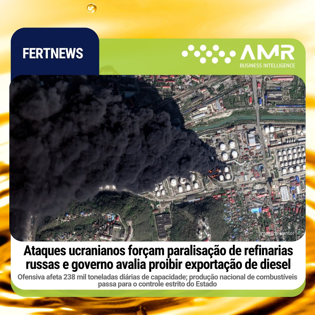Capa da postagem Ataques ucranianos forçam paralisação de refinarias russas e governo avalia proibir exportação de diesel