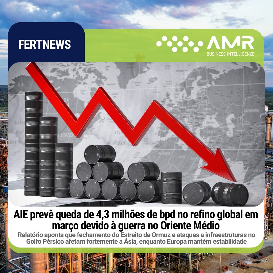 Capa da postagem AIE prevê queda de 4,3 milhões de bpd no refino global em março devido à guerra no Oriente Médio