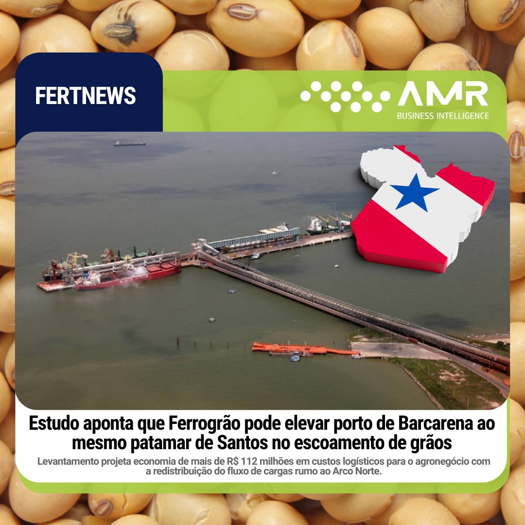 Capa da postagem Estudo aponta que Ferrogrão pode elevar porto de Barcarena ao mesmo patamar de Santos no escoamento de grãos