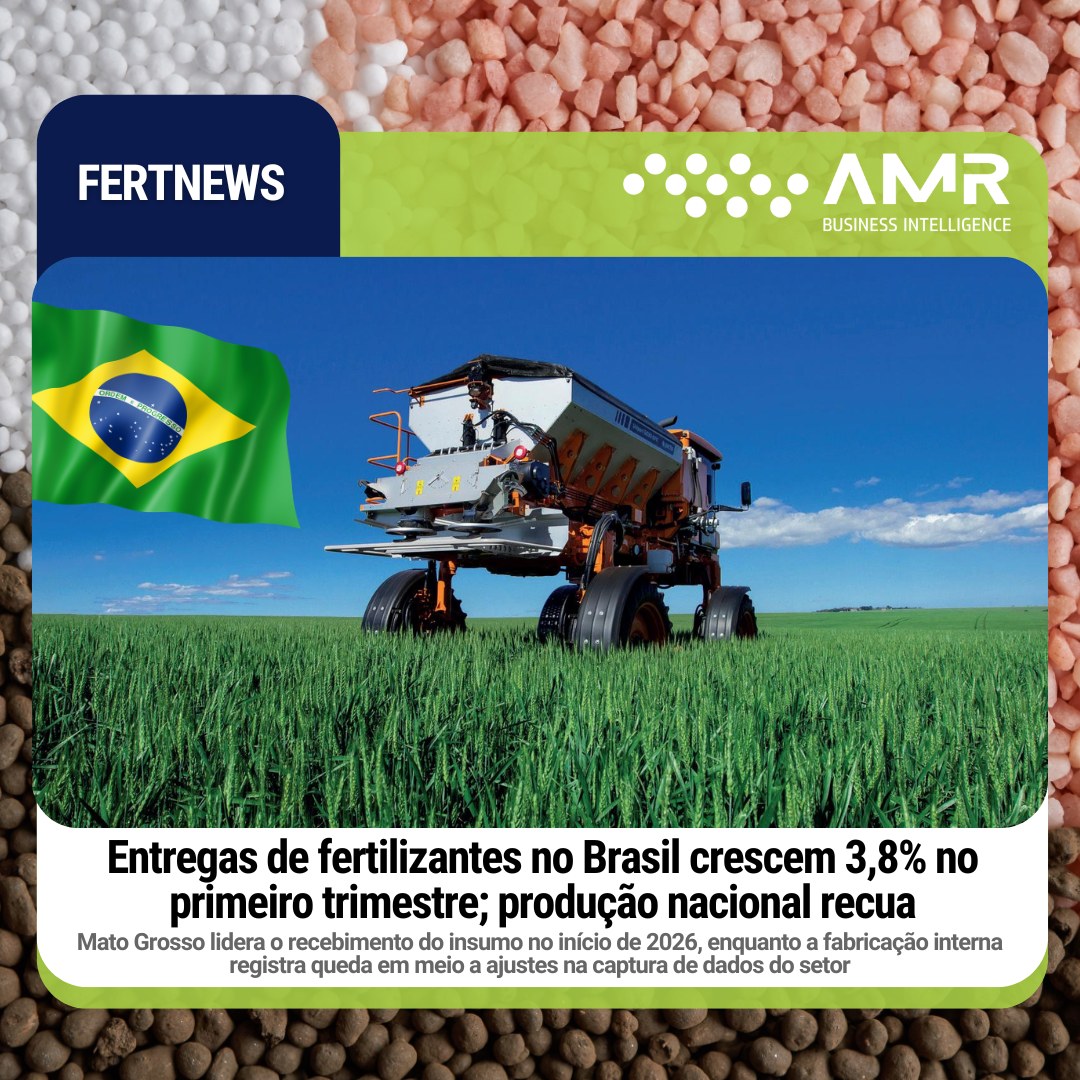 Capa da postagem Entregas de fertilizantes no Brasil crescem 3,8% no primeiro trimestre; produção nacional recua