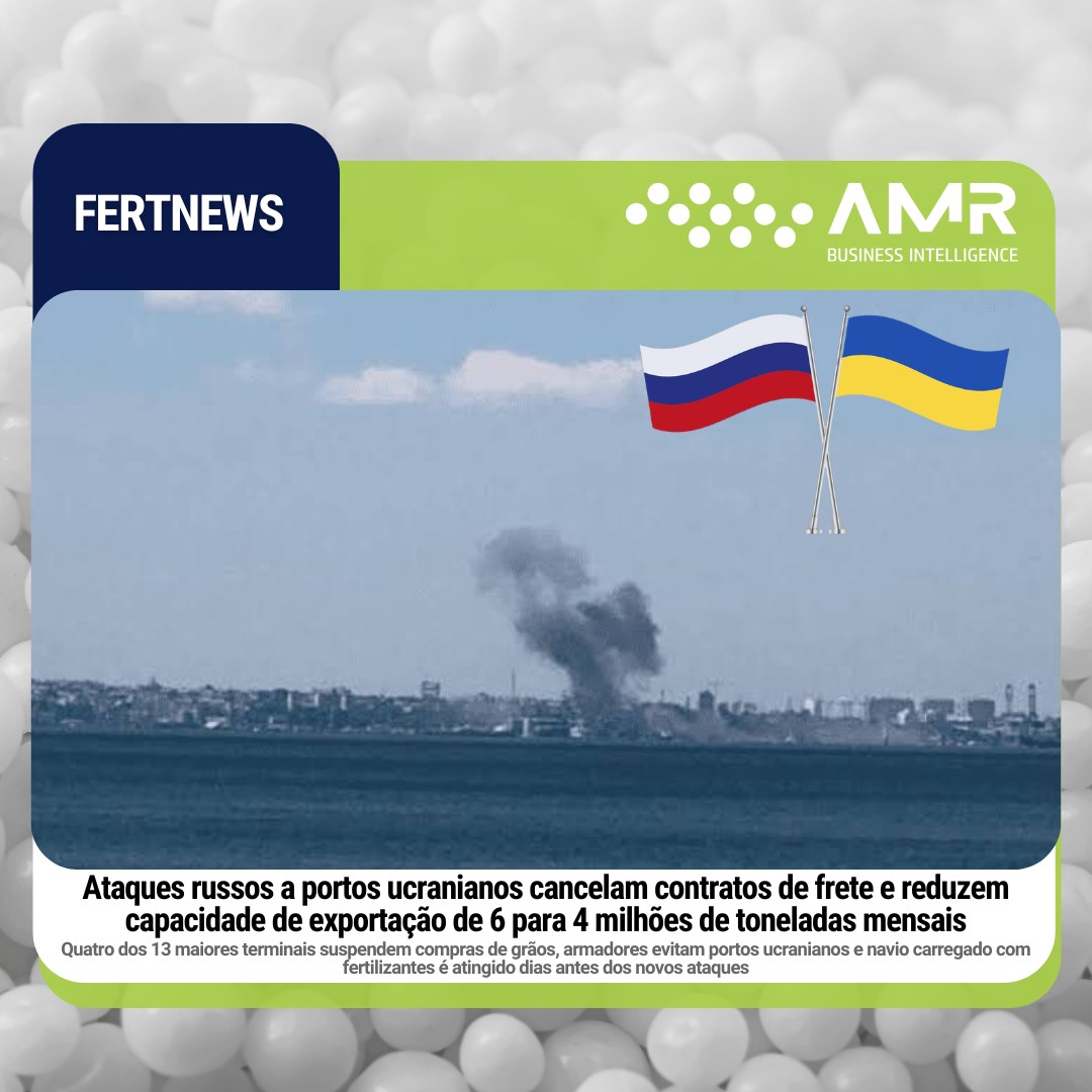 Capa da postagem Ataques russos a portos ucranianos cancelam contratos de frete e reduzem capacidade de exportação de 6 para 4 milhões de toneladas mensais