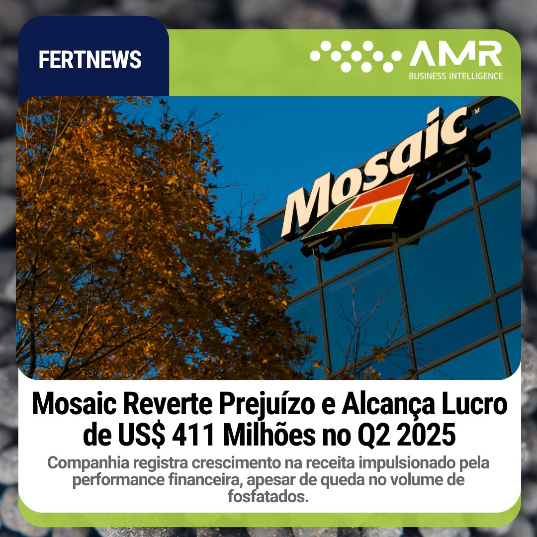 Capa da postagem Mosaic Reverte Prejuízo e Alcança Lucro de US$ 411 Milhões no Q2 2025