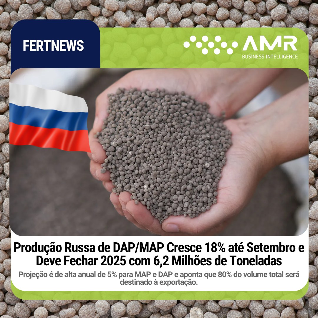 Capa da postagem Produção Russa de DAP/MAP Cresce 18% até Setembro e Deve Fechar 2025 com 6,2 Milhões de Toneladas
