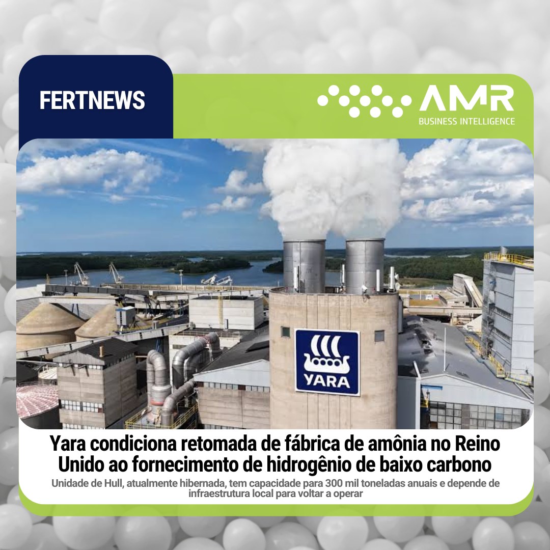 Capa da postagem Yara condiciona retomada de fábrica de amônia no Reino Unido ao fornecimento de hidrogênio de baixo carbono