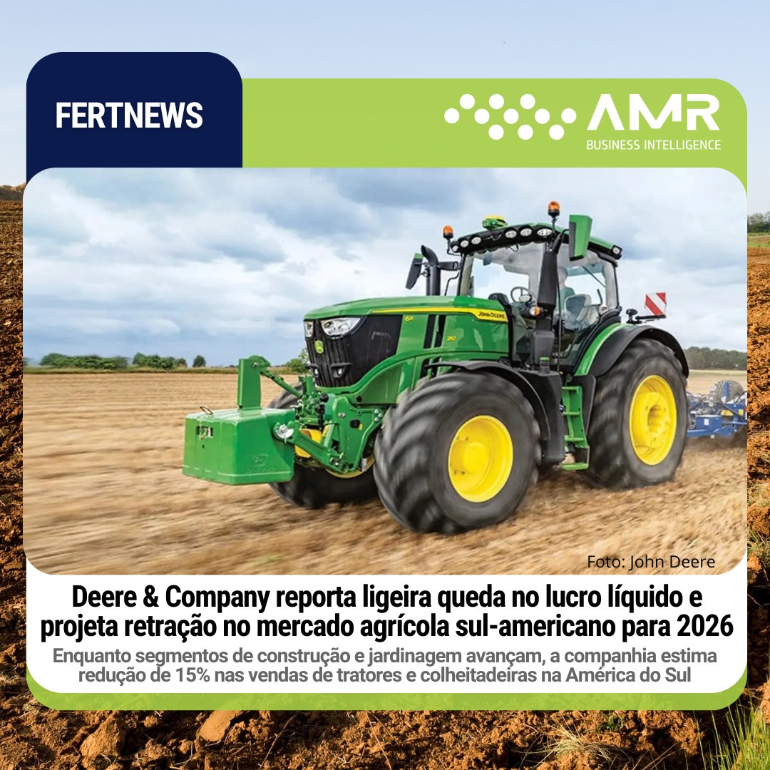 Capa da postagem Deere & Company reporta ligeira queda no lucro líquido e projeta retração no mercado agrícola sul-americano para 2026