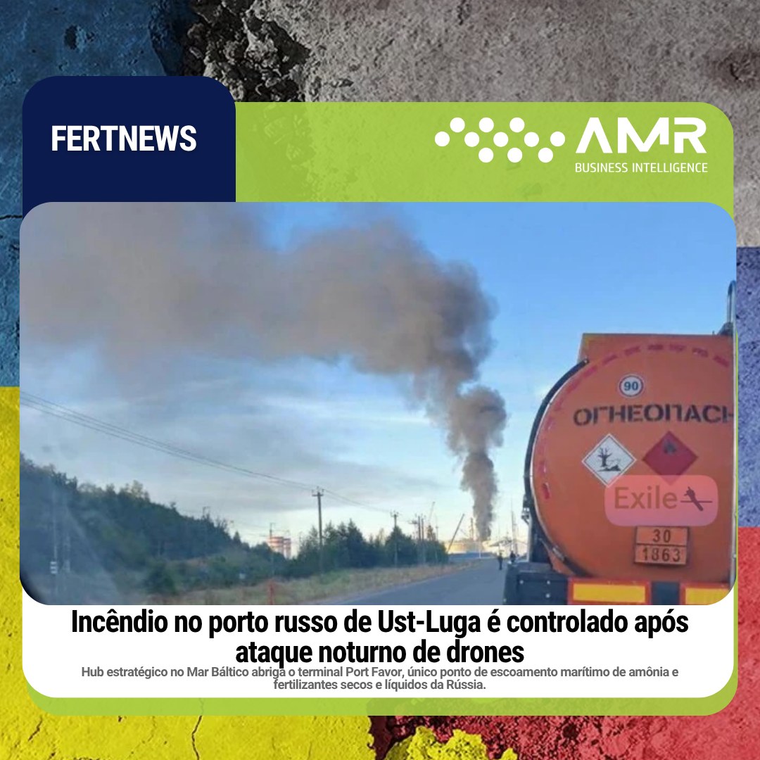 Capa da postagem Incêndio no porto russo de Ust-Luga é controlado após ataque noturno de drones