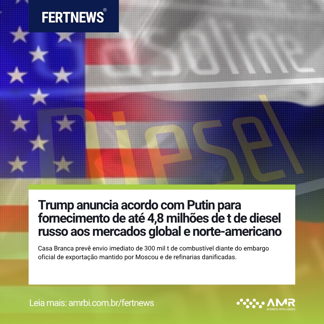 Capa da postagem Trump anuncia acordo com Putin para fornecimento de até 4,8 milhões de t de diesel russo aos mercados global e norte-americano