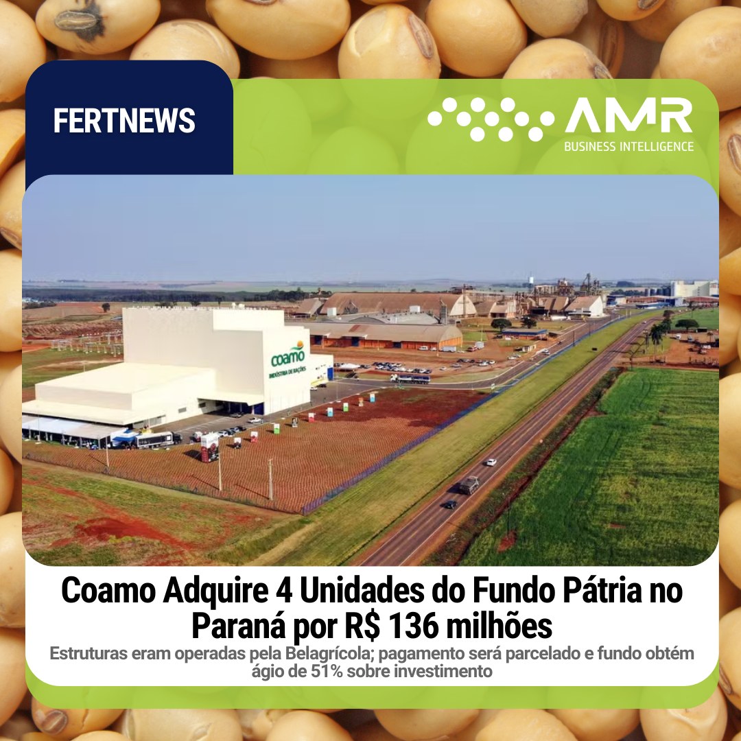 Capa da postagem Coamo Adquire 4 Unidades do Fundo Pátria no Paraná por R$ 136 milhões