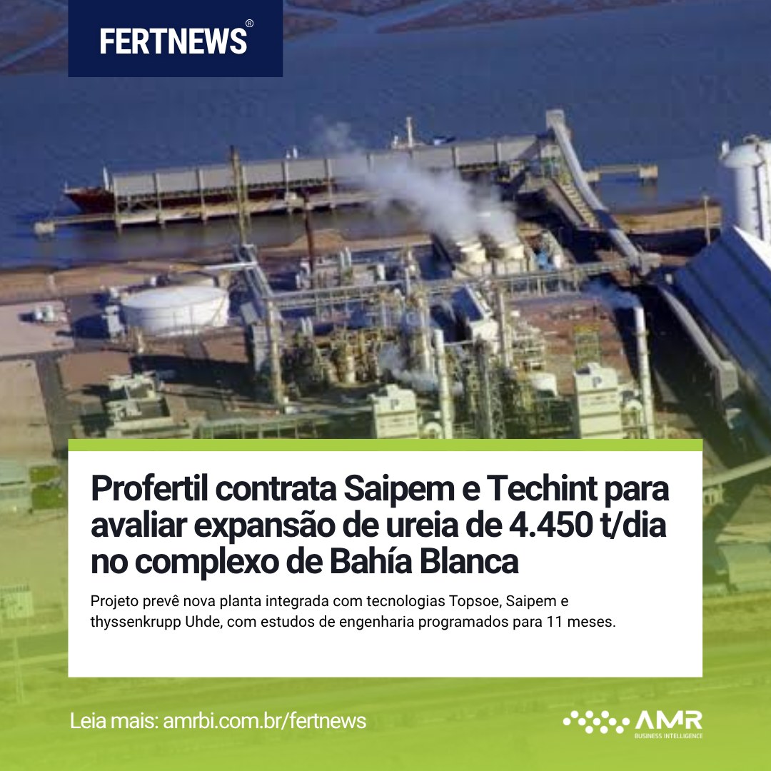 Capa da postagem Profertil contrata Saipem e Techint para avaliar expansão de ureia de 4.450 t/dia no complexo de Bahía Blanca