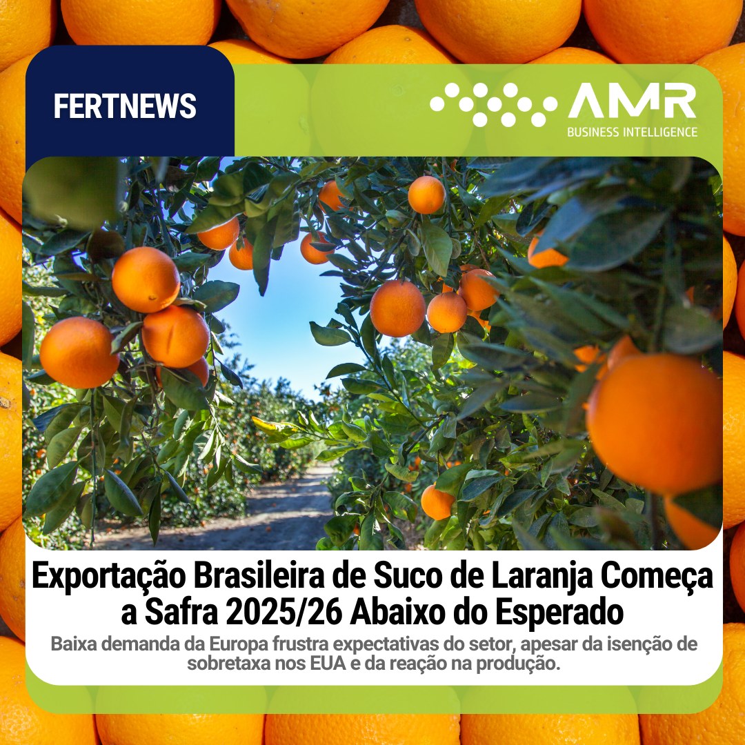 Capa da postagem Exportação Brasileira de Suco de Laranja Começa a Safra 2025/26 Abaixo do Esperado