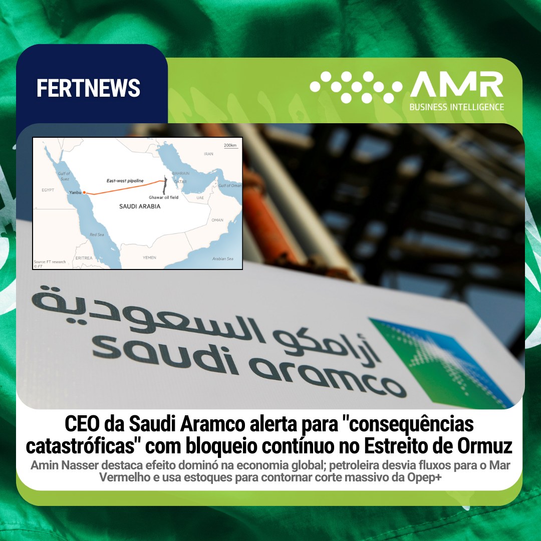 Capa da postagem CEO da Saudi Aramco alerta para "consequências catastróficas" com bloqueio contínuo no Estreito de Ormuz