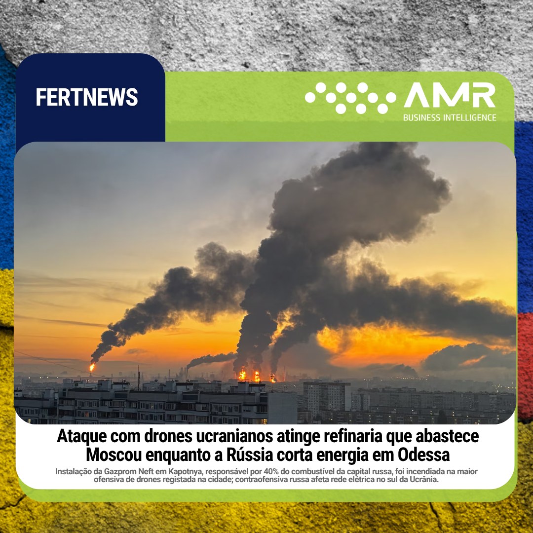Capa da postagem Ataque com drones ucranianos atinge refinaria que abastece Moscou enquanto a Rússia corta energia em Odessa