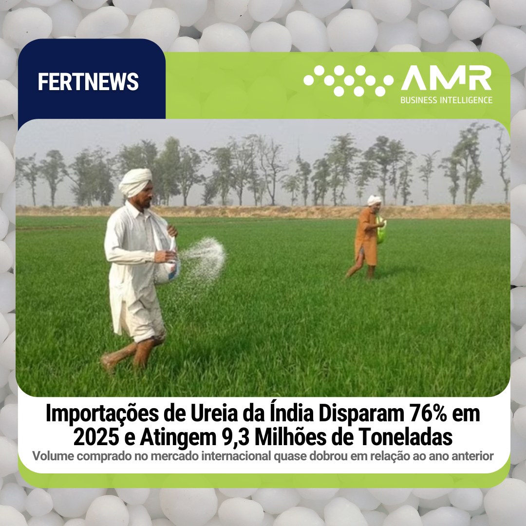 Capa da postagem Importações de Ureia da Índia Disparam 76% em 2025 e Atingem 9,3 Milhões de Toneladas
