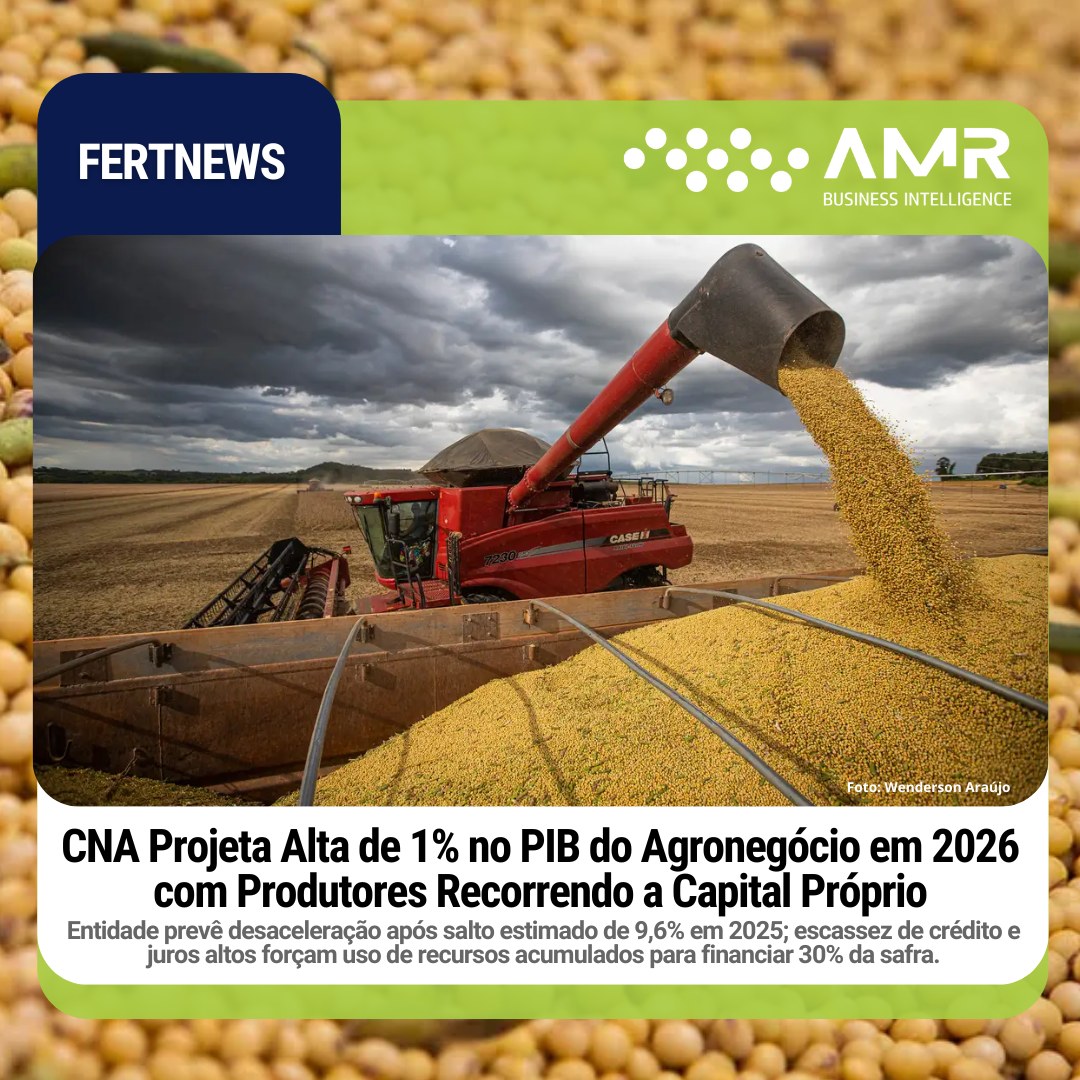 Capa da postagem CNA Projeta Alta de 1% no PIB do Agronegócio em 2026 com Produtores Recorrendo a Capital Próprio